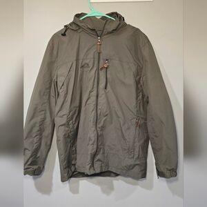 Gray Windbreaker with Lightweight Material and Stand-Up Collar